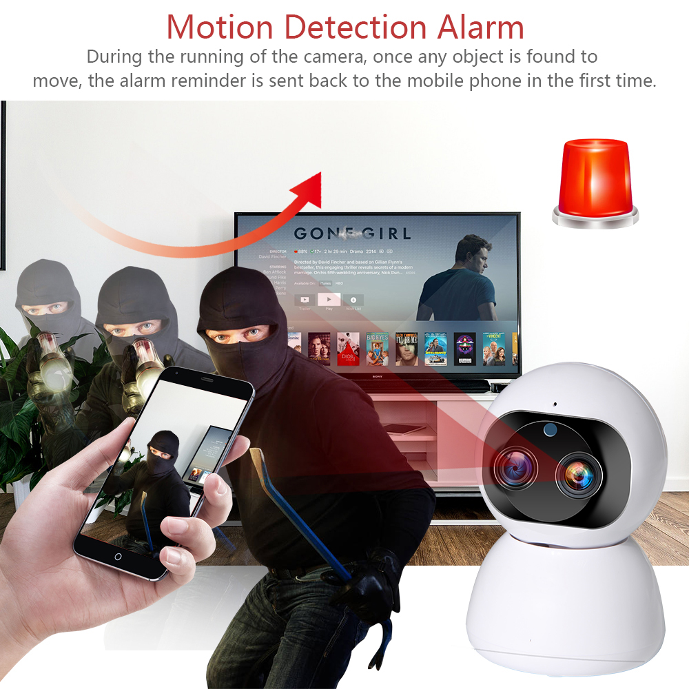 1080P dual lens Wifi automatic tracking Cloud home indoor camera